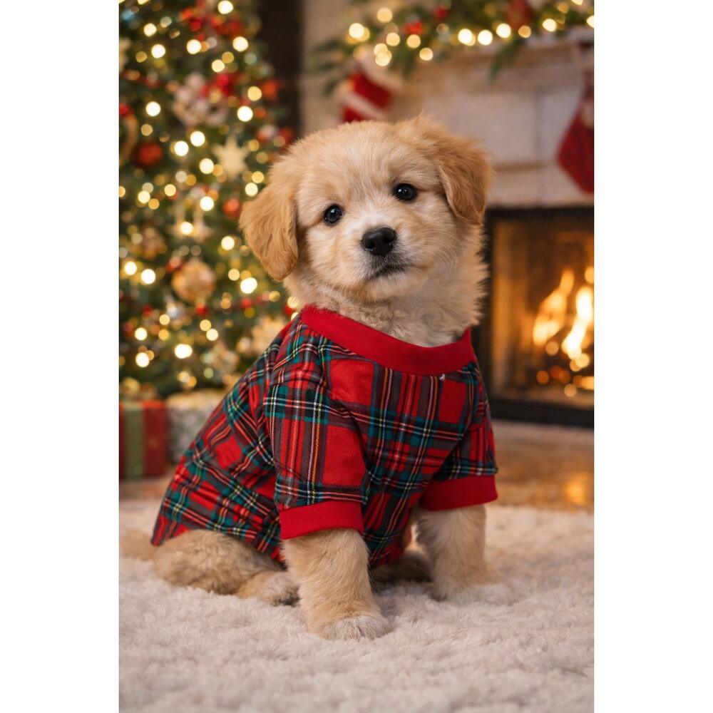 Holiday Lane Christmas brinkley plaid dog shirt Medium sleepwear new holiday